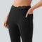 V-Shaped High Waisted Contrast Lace Yoga Flare Leggings with Pockets