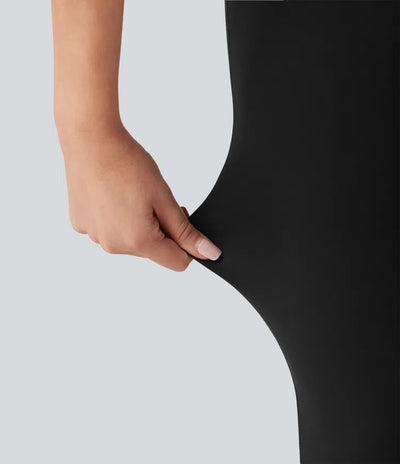 V-Shaped High Waisted Contrast Lace Yoga Flare Leggings with Pockets